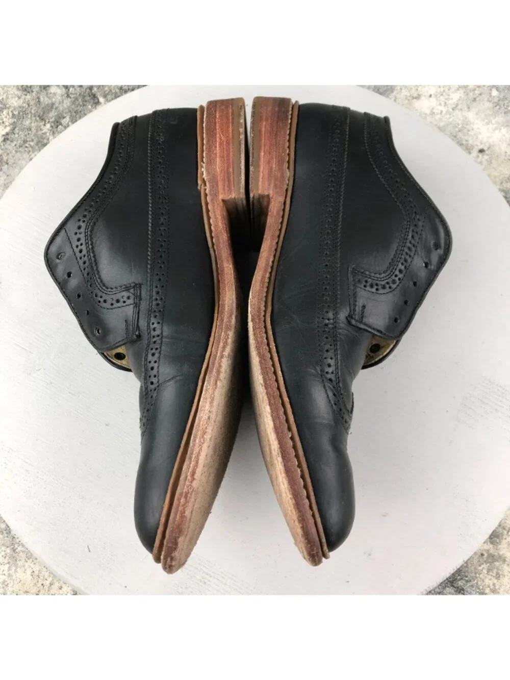 Frye Men's Size 11.5D James Black Leather Brogue Wingtip Oxfords Dress Shoes